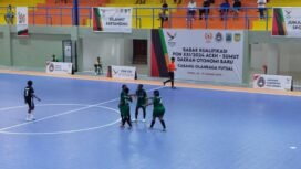 Suasana pertandingan Futsal putri Papua Pegunungan melawan Papua Selatan.Foto: Istimewa
