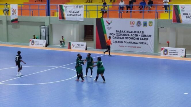 
Suasana pertandingan Futsal putri Papua Pegunungan melawan Papua Selatan.Foto: Istimewa