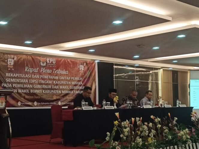 
Suasana pembacaan hasil DPS Kabupaten Mimika. (Foto: Edwin Rumanasen)