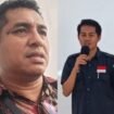 Komisioner KPU Mimika Divisi Teknis, Fransiskus Xaverius Ama Babe Bahy (kiri) dan Koordinator Divisi Hukum dan Penyelesaian Sengketa Bawaslu Kabupaten Mimika, Arfah