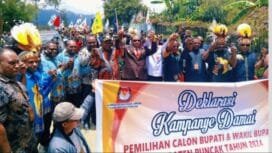 Momen Deklarasi Kampanye Damai di Kabupaten Puncak beberapa waktu lalu. (Foto: Ist) 