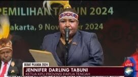 Ketua KPU Kabupaten Papua Tengah, Jenifer Darling Tabuni. (Foto: Tangkapan Layar Video YouTube Metro TV)