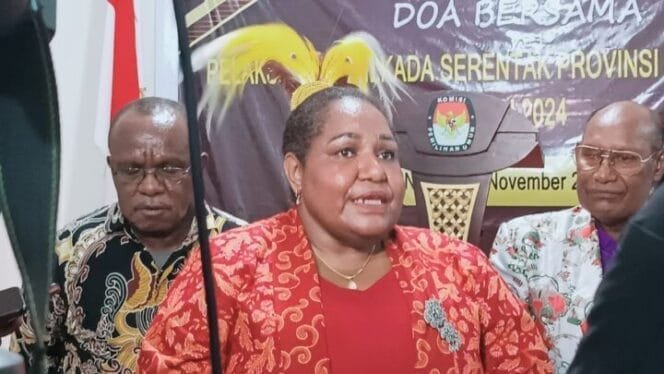 
Ketua KPU Papua Tengah, Jenifer Darling Tabuni. (Foto: Edwin Rumanasen)
