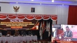 Suasana Pleno Rekapitulasi Hasil Penghitungan Perolehan Suara Tingkat Provinsi Papua Tengah. (Foto: Kristin Rejang)