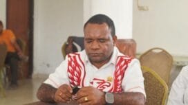 Anggota DPRD Mimika dari Fraksi Gerindra, Elinus Balinol Mom. (Foto: Kristin/sasagupapua.com)