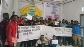 Mahasiswa dan Pelajar FKMI menolak rencana pemekaran Intan Jaya. (Foto: Istimewa)