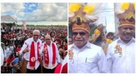 Bupati dan Wakil Bupati Mimika terpilih, Johannes Rettob-Emanjel Kemong dan Bupati serta Wakil Bupati Kabupaten Puncak, Elvis Tabuni-Naftali Akawal.