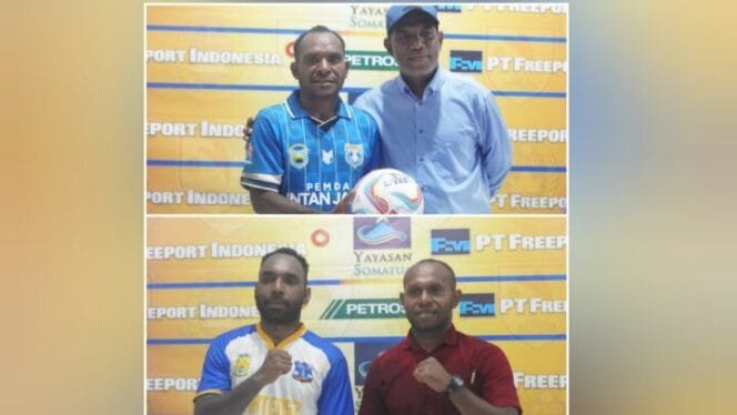 
Pelatih Kepala dan Kapten Tim Persintan Intan Jaya (Atas) dan Persipuncak Cartenzs (bawah). (Foto: Edwin Rumanasen/Sasagupapua.com)