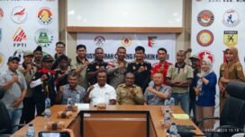 Foto bersama seluruh pengurus Perbakin Kabupaten Mimika bersama Perwakilan KONI usai Muscab ke-III. (Foto: Edwin/sasagupapua)