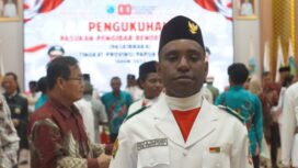 David Bekham Telenggen, siswa SMA Negeri 1 Mulia yang mewakili Puncak Jaya sebagai Paskibraka. (Foto: sasagupapua)