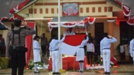 Upacara HUT Ke-80 RI Pemerintah Distrik Mimika Barat Jauh. (Foto:Ist)