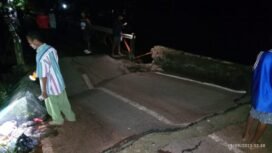 Kondisi jalan aspal sebelum jembatan Sanoba-Siriwini. (Foto: Edwin Rumanasen/Sasagupapua.com)