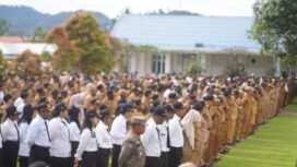 Apel Pagi lingkup pemerintahan Kabupaten Nabire (01/9/2025). Foto: Edwin Rumanasen