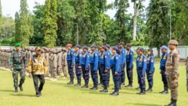 Suasana penutupan Latsar Damkar dan Satpol PP Provinsi Papua Tengah. (Foto: Humas Pemprov Papua Tengah)