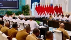 Suasana pertemuan presiden dan wakil presiden bersama kepala daerah se-tanah Papua 