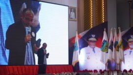 Suasana ibadah syukur satu tahun kepemimpinan MEGE di Ballroom Pemprov Papua Tengah, Jumat (20/2/2026). Foto: Kristin Rejang/Sasagupapua.com.