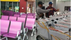 Kursi dan troli bandara baru Douw Aturure Nabire. (Foto: Istimewa)