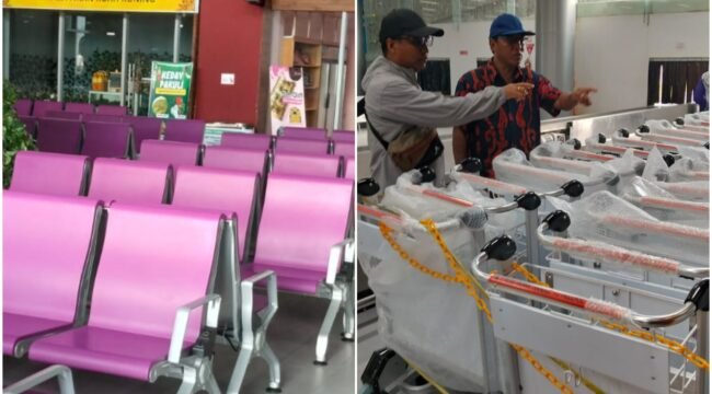 Kursi dan troli bandara baru Douw Aturure Nabire. (Foto: Istimewa)