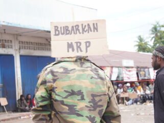 Seruan Bubarkan MRP juga digaungkan didalam aksi. 