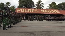 Suasana apel gabungan persiapan pengamanan aksi besok di Polres. (Foto: Kristin Rejang/Sasagupapua.com)