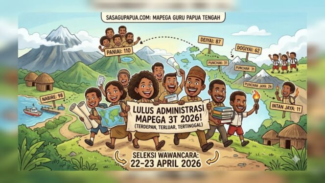 
CEK DISINI: 425 Peserta Lulus Seleksi Administrasi Guru Mapega 3T Papua Tengah- Tes Wawancara Sedang Berjalan