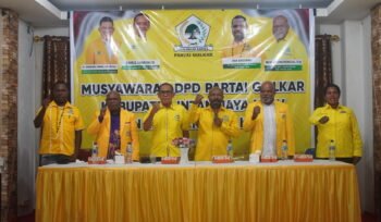 Suasana musyawarah DPD Partai Golkar Kabupaten Intan Jaya dan Puncak, Sabtu (23/5/2026). Foto: Kristin Rejang/Sasagupapua.com.
