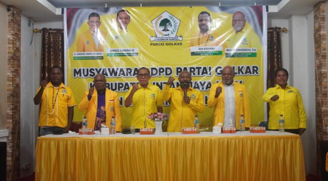 Suasana musyawarah DPD Partai Golkar Kabupaten Intan Jaya dan Puncak, Sabtu (23/5/2026). Foto: Kristin Rejang/Sasagupapua.com.