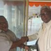 Wakil Ketua IV DPR Papua Tengah, John Gobai saat bertemu dengan Bupati Mimika, Johannes Rettob. (Foto: Ist)