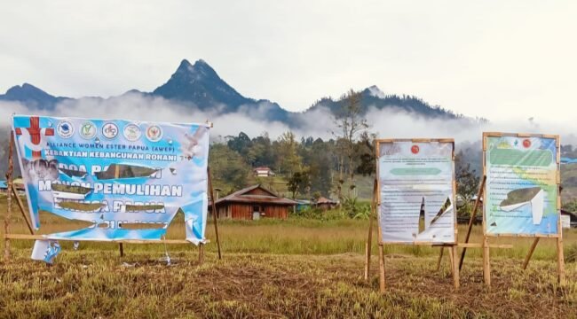 Kondisi baliho di Sinak yang dirusaki OTK. (Foto: Ist)