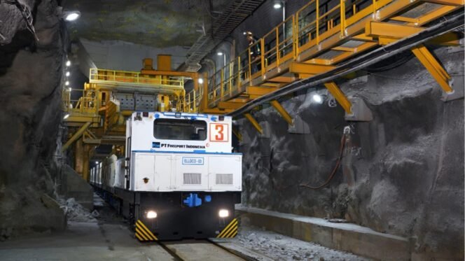 
Area Tambang Bawah Tanah Grasberg Block Cave (GBC) PT Freeport Indonesia. Pada 2025, volume penjualan PTFI untuk tembaga sebesar1,2 miliar pound serta1,1 juta ounces emas. (Foto: Corcom PTFI)