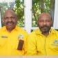 Wakil Ketua DPD I Partai Golkar Provinsi Papua Tengah, Gerson Wandikbo dan Sekretaris DPD I Golkar Papua Tengah, Simson Jefferson Kayame. (Foto: Kristin Rejang/sasagupapua.com)