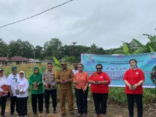 Momen penanaman pohon kelor di Distrik Mimika Barat Jauh. (Foto: Dok Distrik Mimika Barat Jauh)