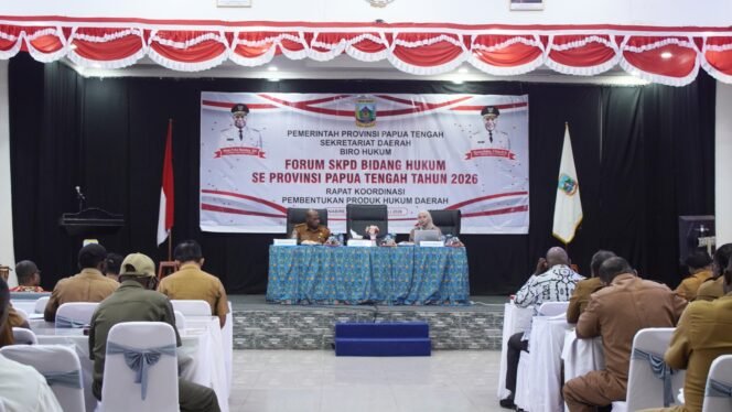 
Suasana kegiatan Forum SKPD Bidang Hukum se-Provinsi Papua Tengah, Senin (29/6/2026). Foto: Kristin Rejang/Sasagupapua