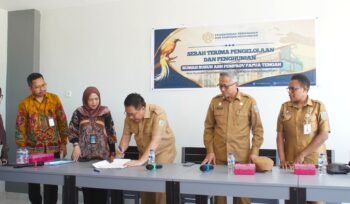 Suasana proses serah terima Rumah Susun (Rusun) Aparatur Sipil Negara (ASN) Pemprov Papua Tengah, Selasa (7/7/2026). Foto: Kristin Rejang/Sasagupapua.com