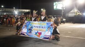 Para penari yang mengisi dalam momen Hari Jadi ke-4 Pemprov Papua Tengah. (Foto: Kristin Rejang/Sasagupapua)