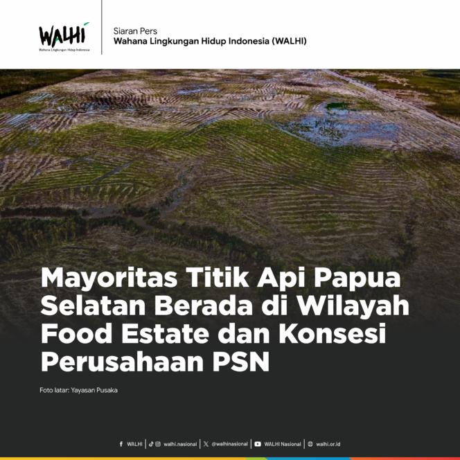 
Mayoritas Titik Api Papua Selatan Berada di Wilayah Food Estate dan Konsesi Perusahaan PSN