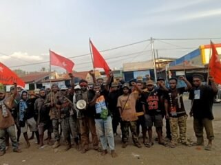 KNPB Meepago melakukan jumpa pers pada, Rabu (12/8/2026). 