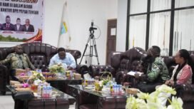 Anggota DPR Papua Tengah, Anis Labene saat memberikan pertanyaan kepada Menteri HAM, Natalius Pigai. Foto: Kristin Rejang/Sasagupapua. 