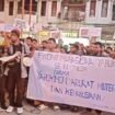 Front Mahasiswa Yahukimo se-Indonesia saat aksi demonstrasi.(Foto:Istimewa)