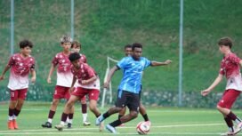 Dicky C. Marani dalam aksinya pada Turnamen International Football Championship 2026 di Malaysia. (Foto: Corcom Freeport)