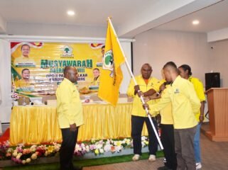 Joni Nehemia Pakage Terpilih Aklamasi Memimpin Golkar Kabupaten Nabire Periode 2026–2031. (Foto: Kristin Rejang/Sasagupapua.com)