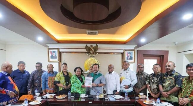 Wakil Ketua DPD RI Yorrys Raweyai saat melakukan audiensi dengan MRP, Jumat (2/10/2026). Foto: DPD RI